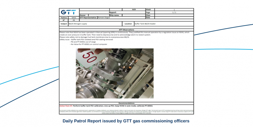 Daily Patrol Report issued by GTT gas commissioning officers